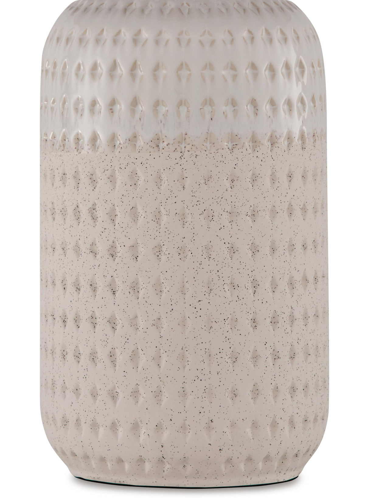 Textured white ceramic lamp base, close-up with rounded shape