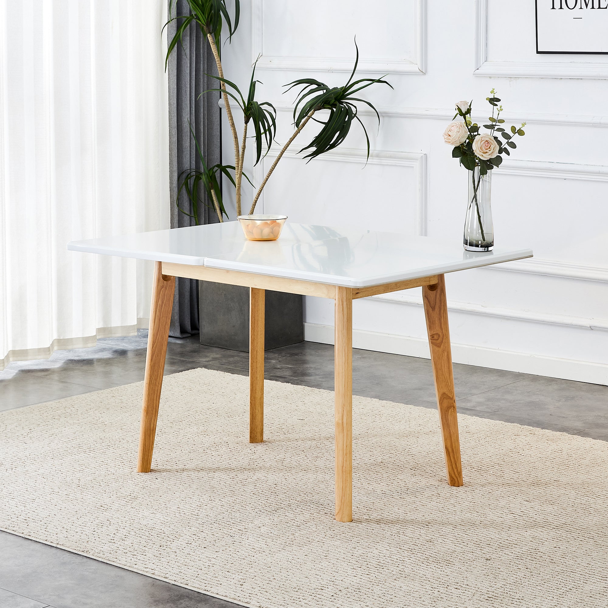Foldable Sintered Stone Table - Rubber Wood Legs