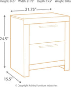 Nightstand dimensions diagram with two drawer layout