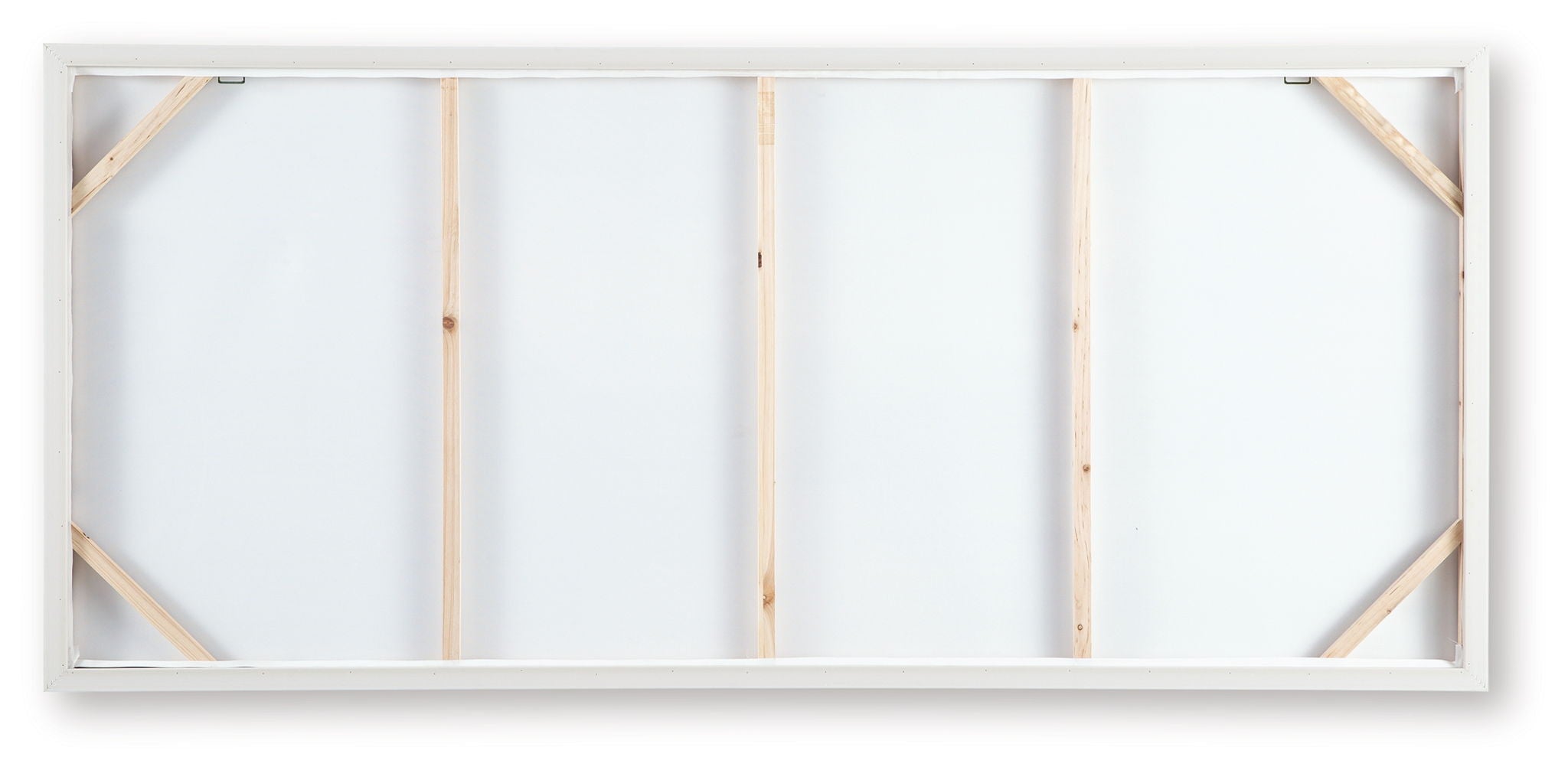Wall art canvas backing with visible wooden stretcher bars behind the frame
