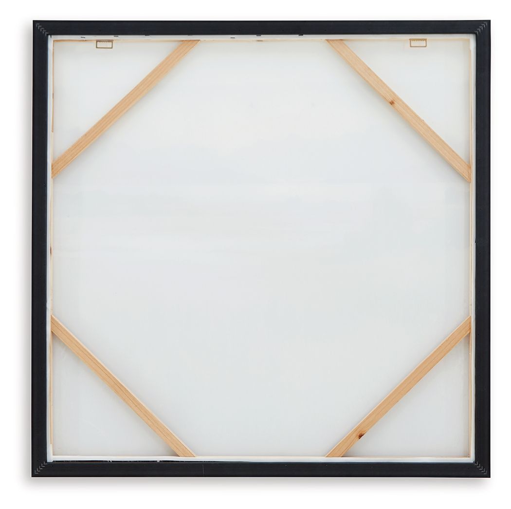 Wall art frame backing with wooden cross braces and black outer border