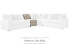 Highlighted sand armless chair component in sectional layout with padded seat