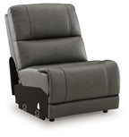 Harrenhurst armless chair, dark gray, padded back and thick seat cushion