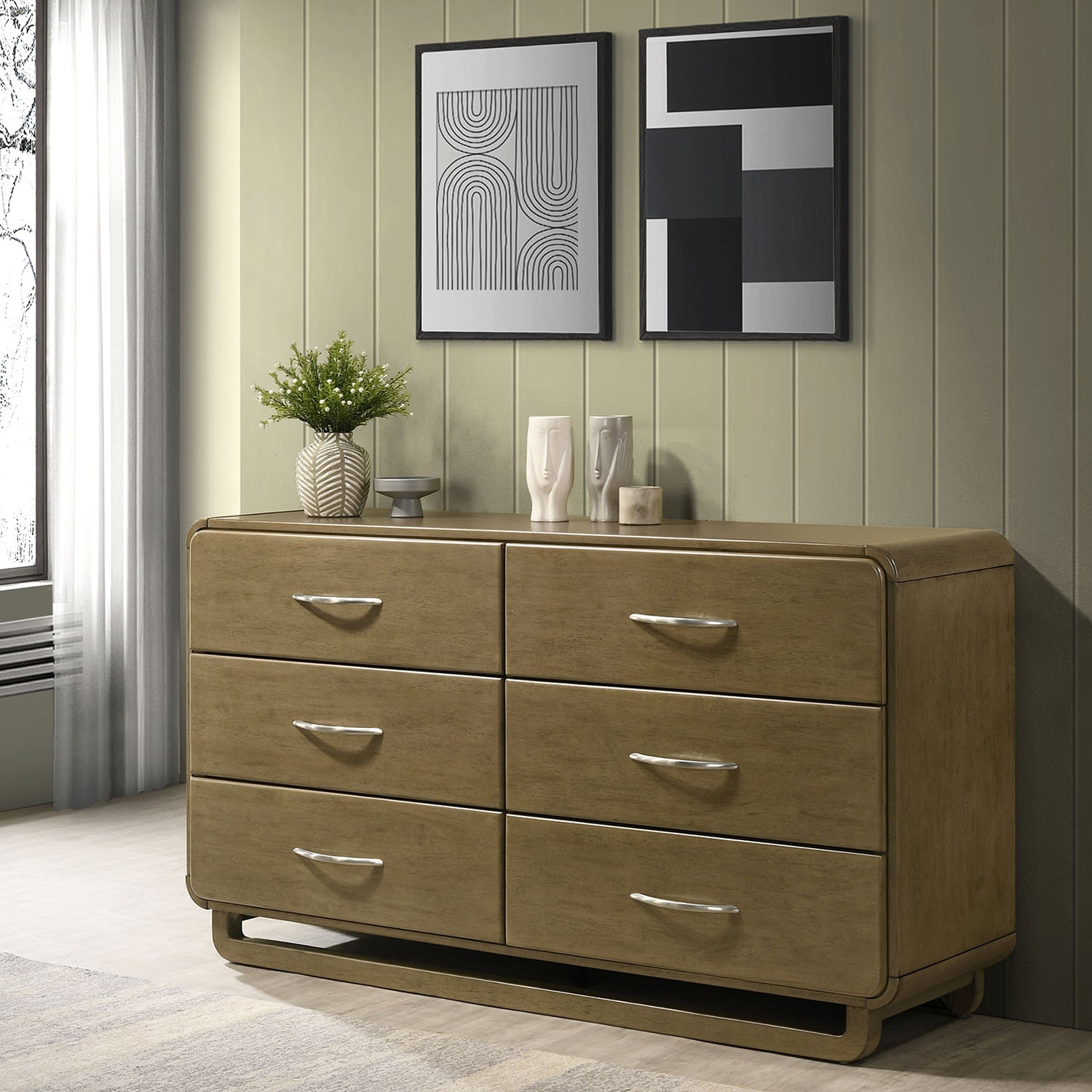 Tully Nutmeg 6-Drawer Dresser: Elegant Bedroom Storage Solution