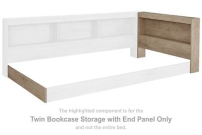 Oliah - Natural - T Bookcase Storage w/End Panel