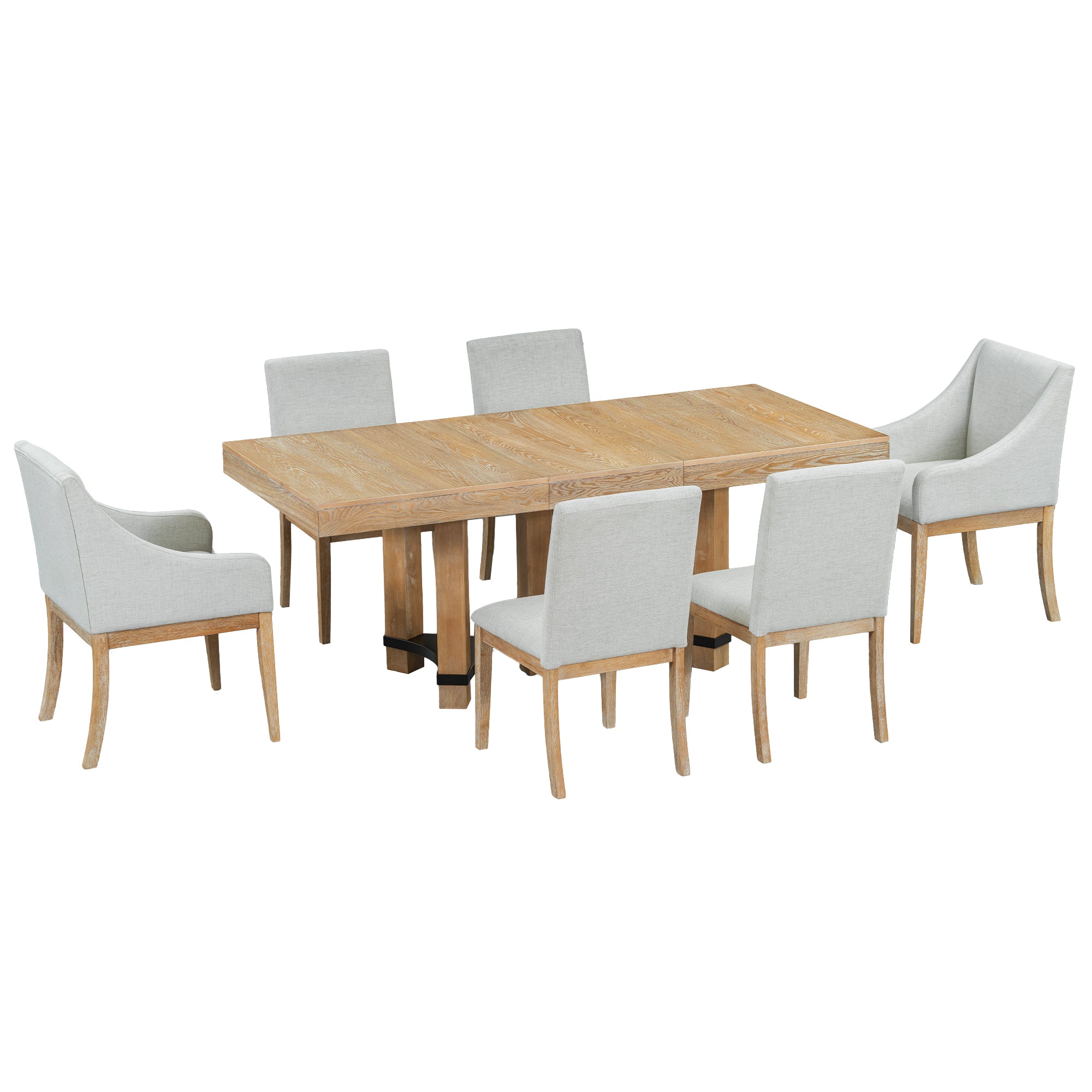 Rustic Extendable Dining Table Set, 7-Piece