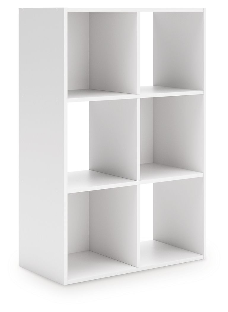 White cube storage organizer with open cubbies in a compact 2x4 layout