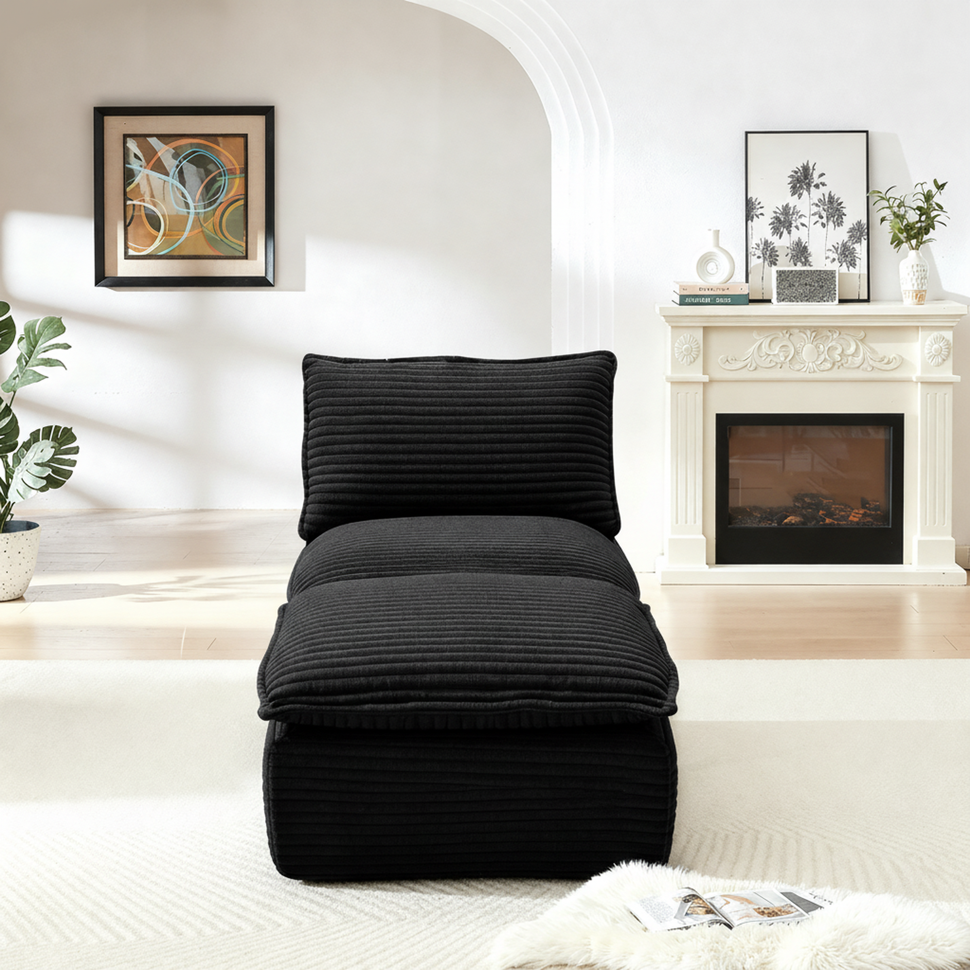 Modern Corduroy Cloud Sofa: Modular, Comfortable, Living Room