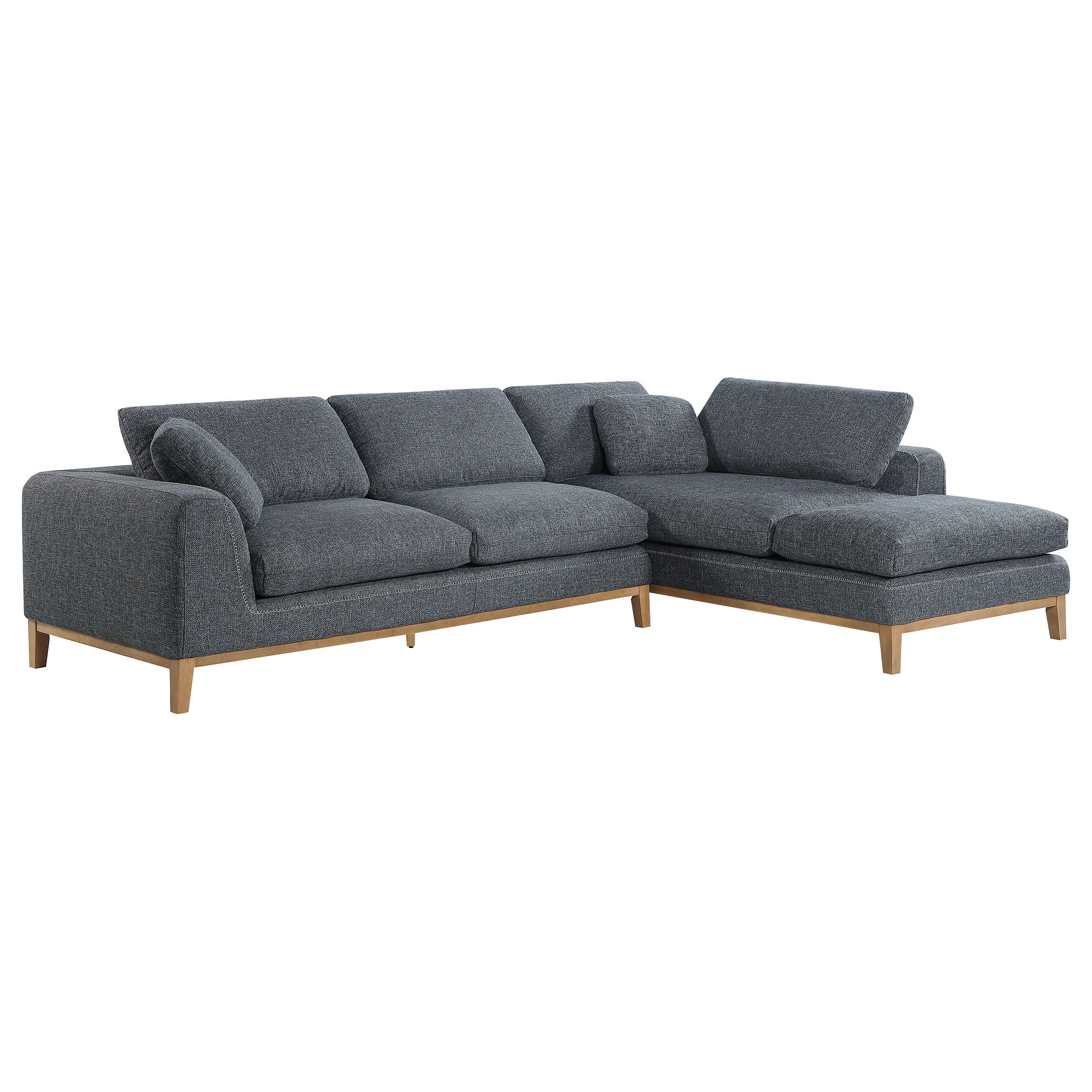 Harlan Grey L-Shape Upholstered Sectional Sofa w/ Pillows