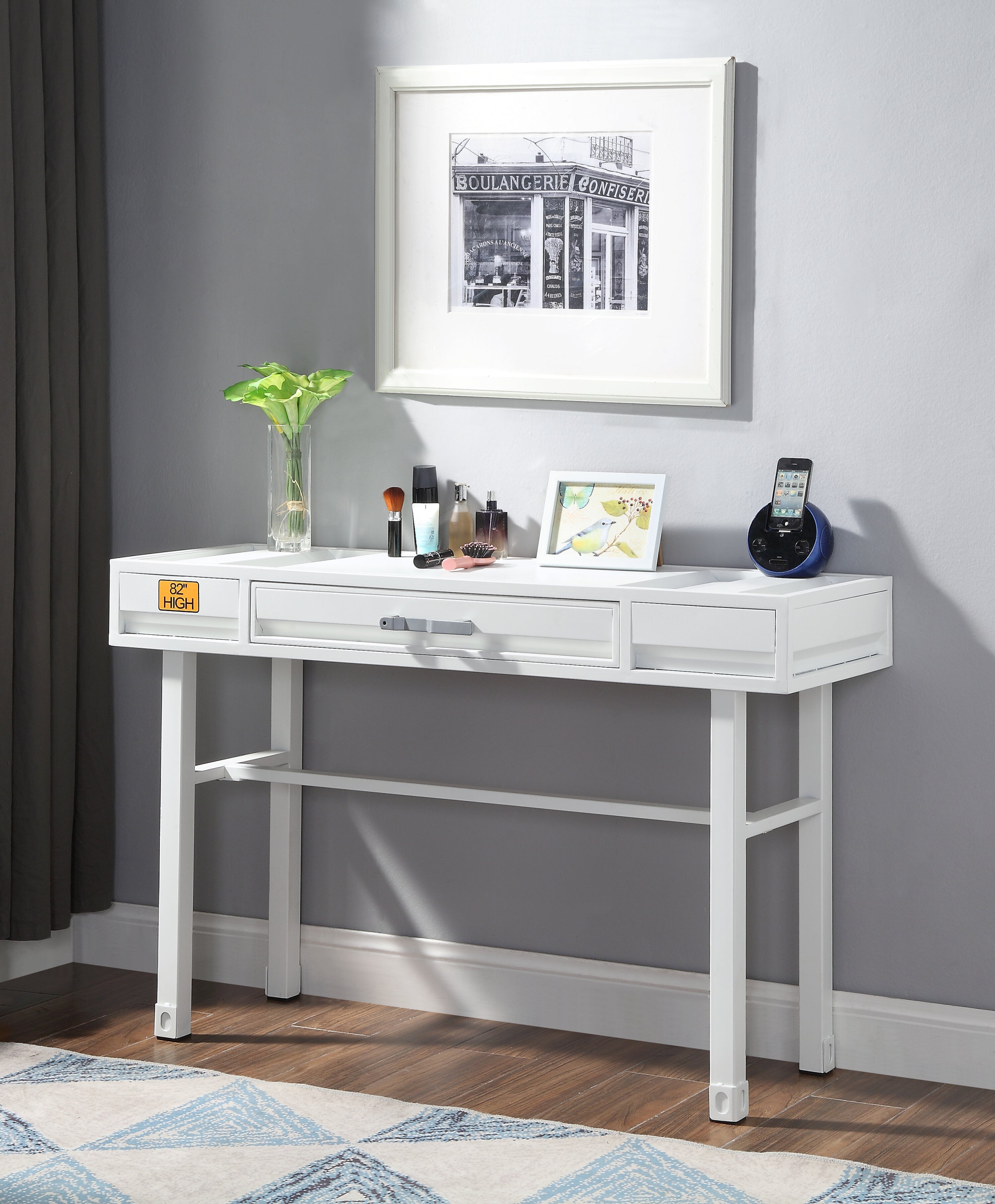 Cargo White Vanity Desk - Stylish & Functional Storage