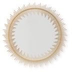 Gold accent mirror with thin radiating rods in a circular frame