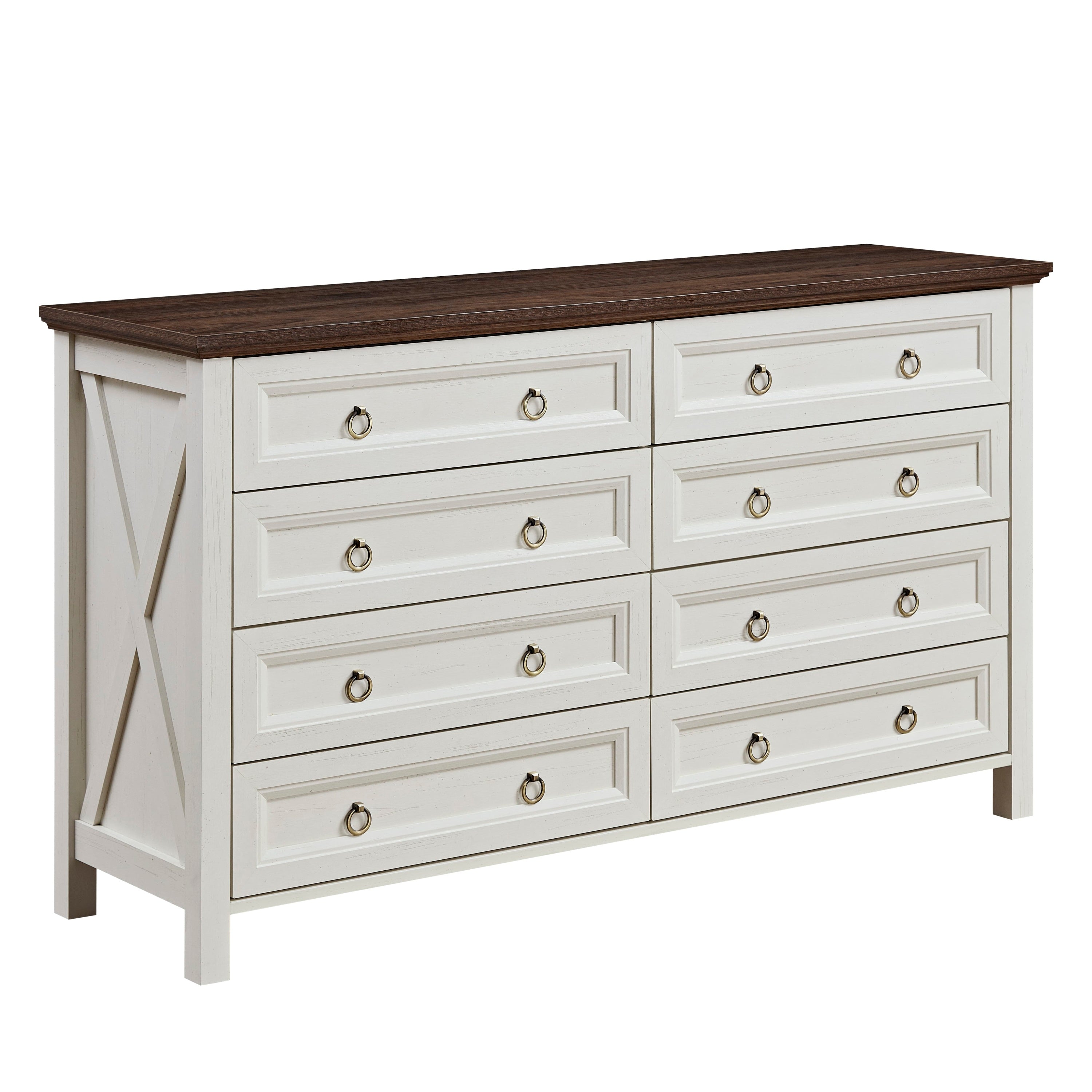 Farmhouse 8-Drawer Rustic Wood Dresser Chest for Bedroom