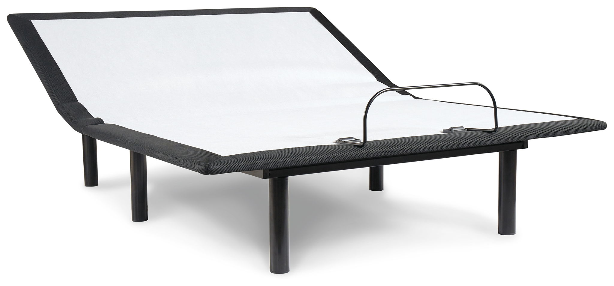 Adjustable head base bed frame with dark gray legs and arched head rest