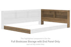 Full bookcase storage bed with end panel, honey wood