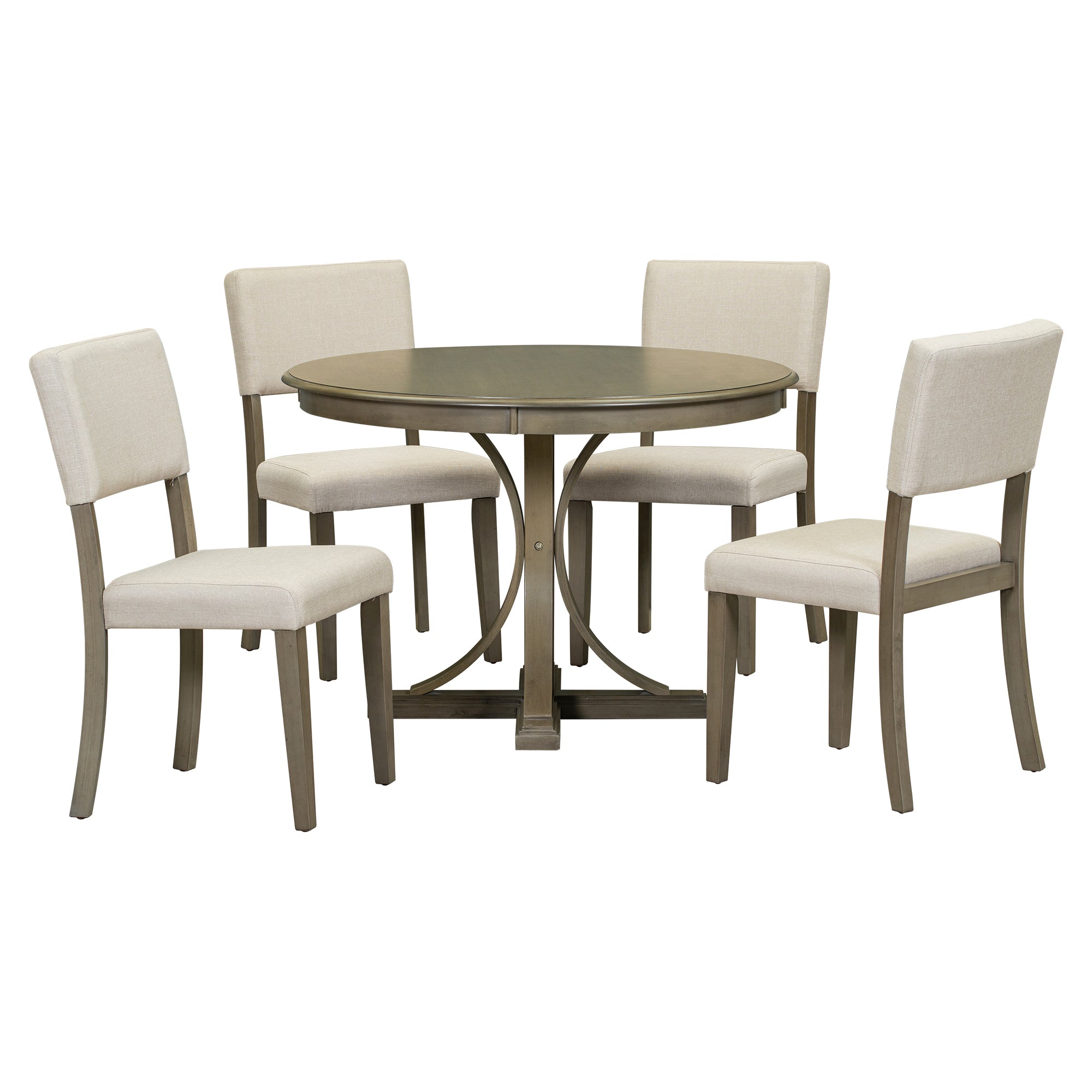 5-Pc Retro Round Dining Table Set (Taupe)