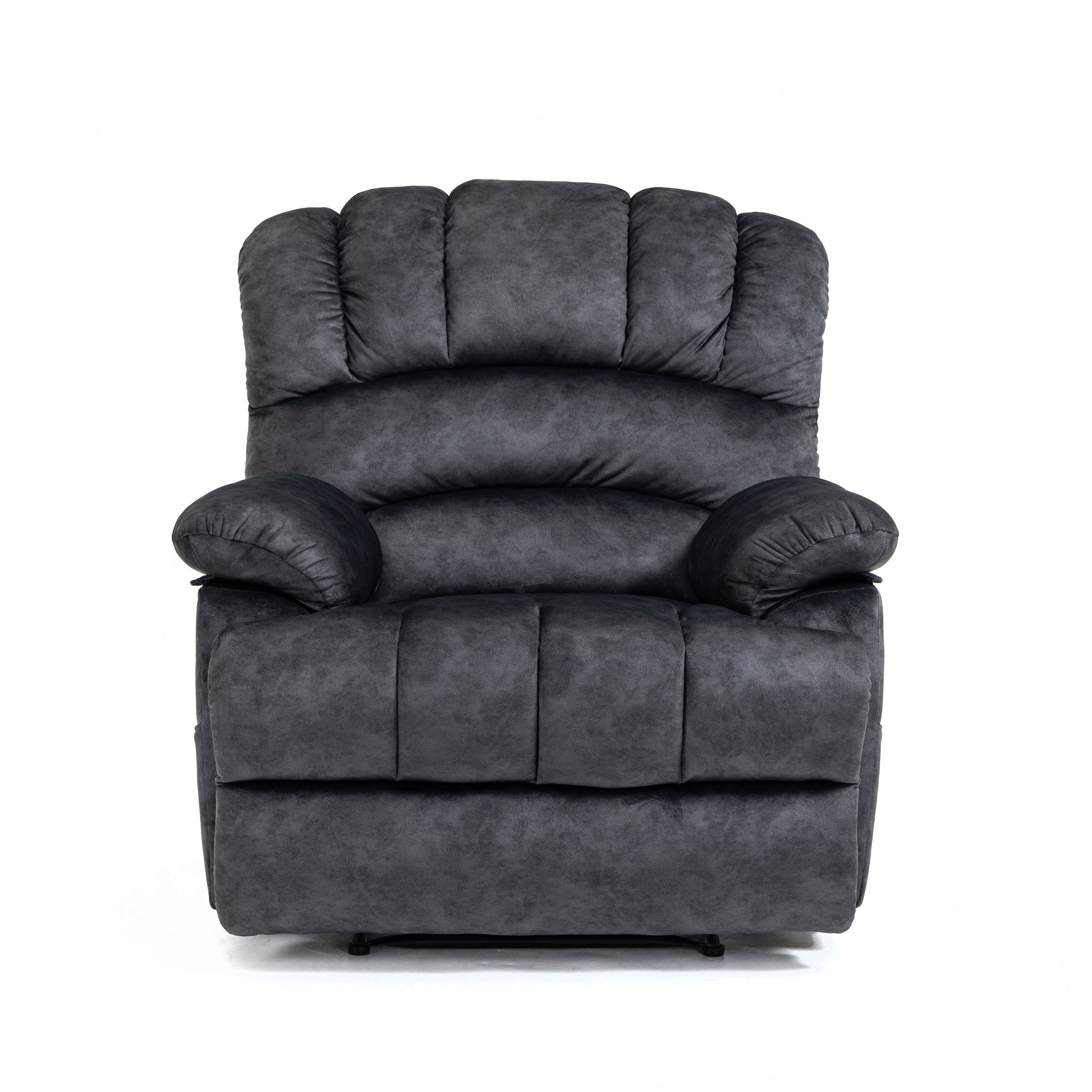 Large Fabric Manual Recliner Chair for Living Room, Heavy Duty, Gray