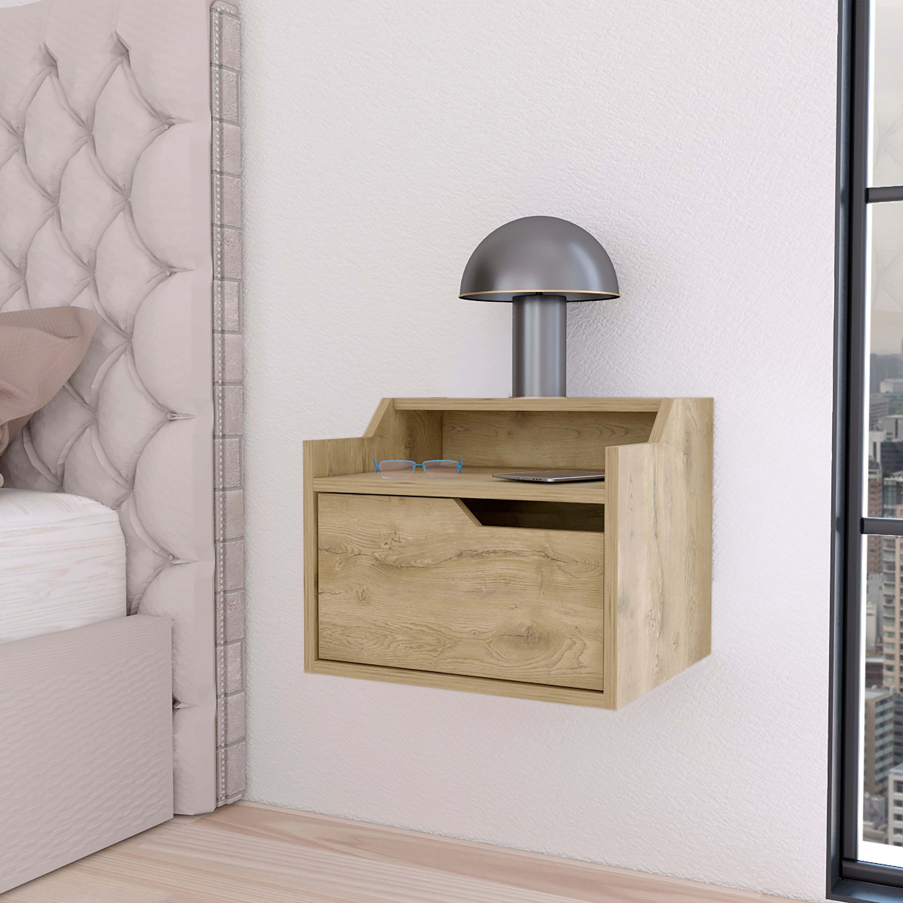 Macadamia Dual-Shelf Display Nightstand | Storage Solution