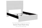 Queen panel rails set, charcoal finish, with central metal grille detail