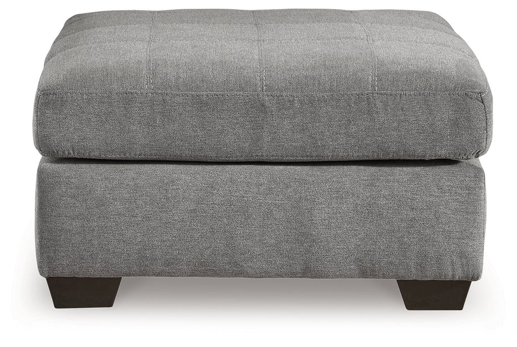 Oversized accent ottoman in light gray with rounded top and low block legs