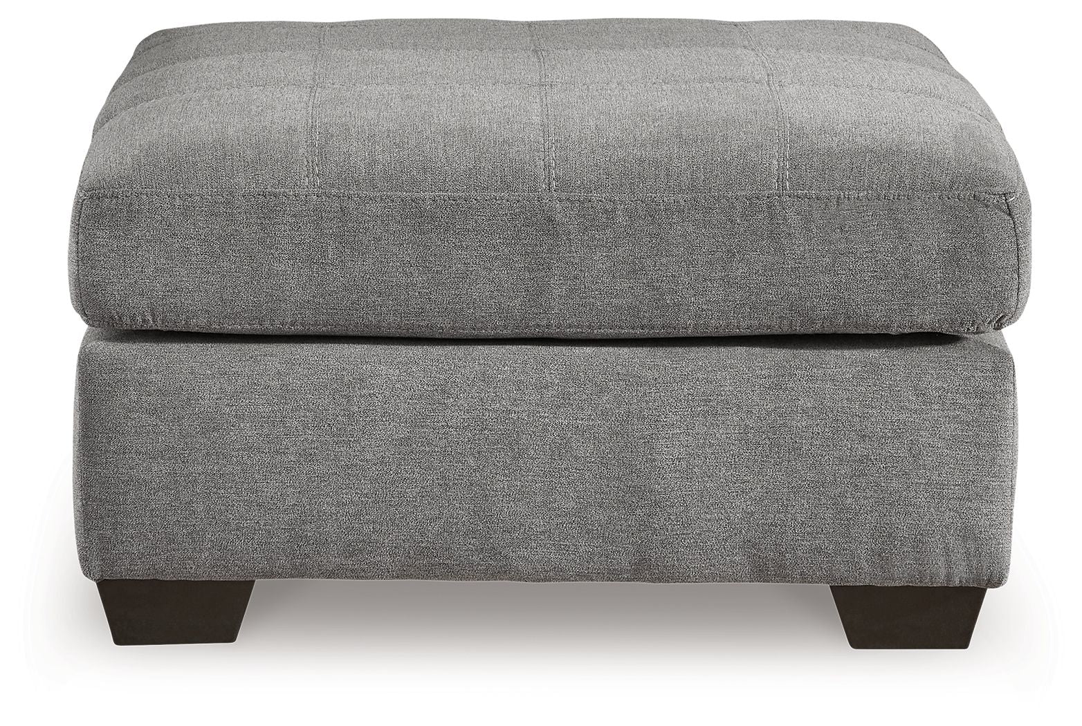 Oversized accent ottoman in light gray with rounded top and low block legs
