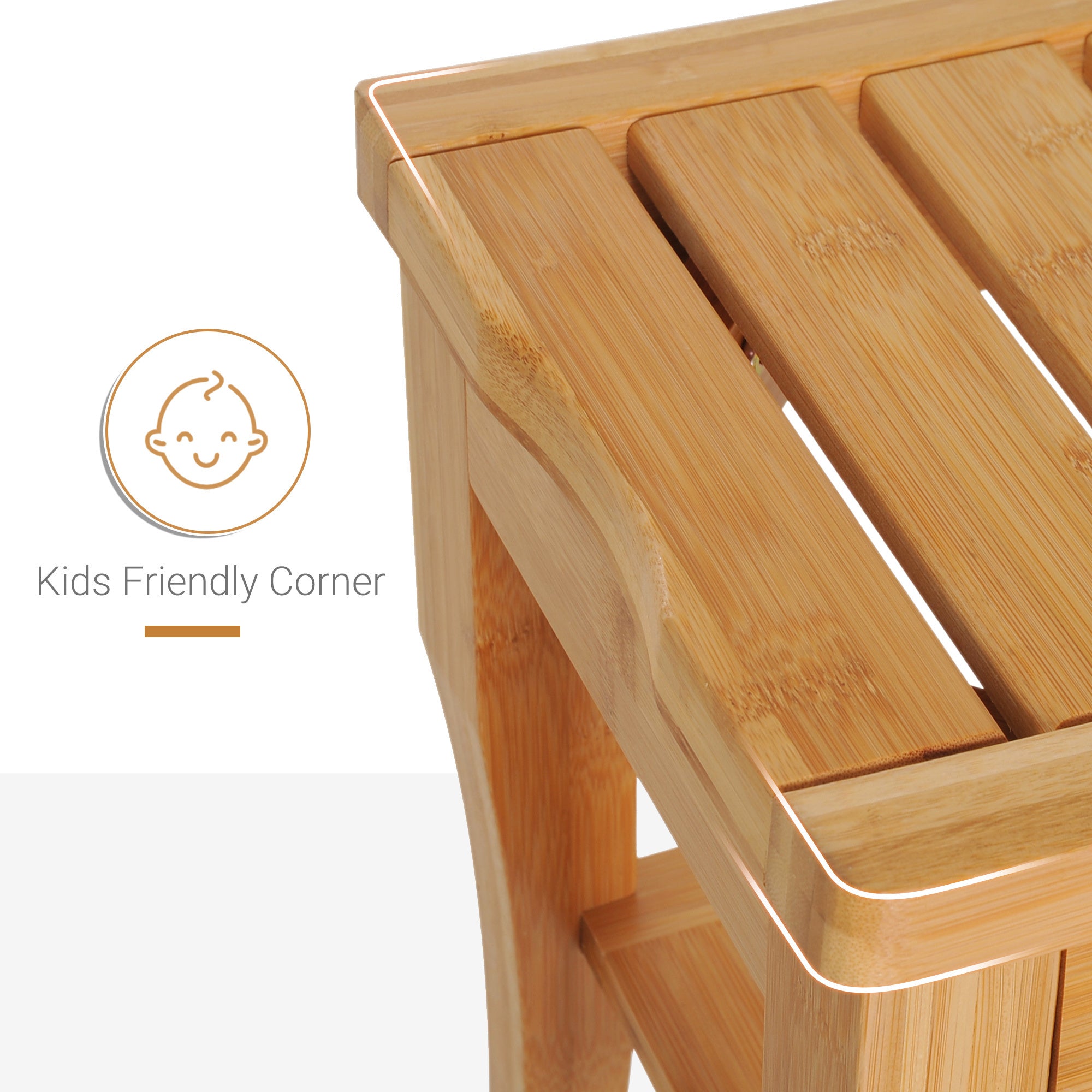 Bamboo Shower Bench with Storage Shelf - 20"
