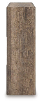 Dark brown cube organizer side panel, tall frame with vertical wood grain