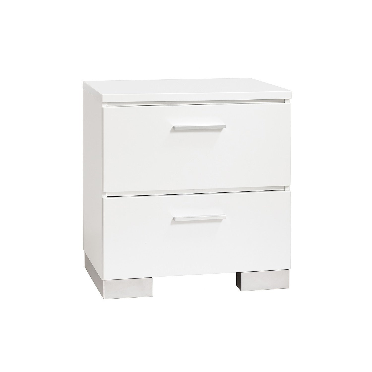 White Nightstand with USB Charger & Chrome Legs | Modern Bedroom