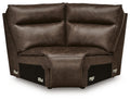 Chocolate brown upholstered wedge sofa with rolled arms and cushioned backrest