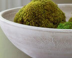 Meadie bowl, white ceramic with green moss ball filling