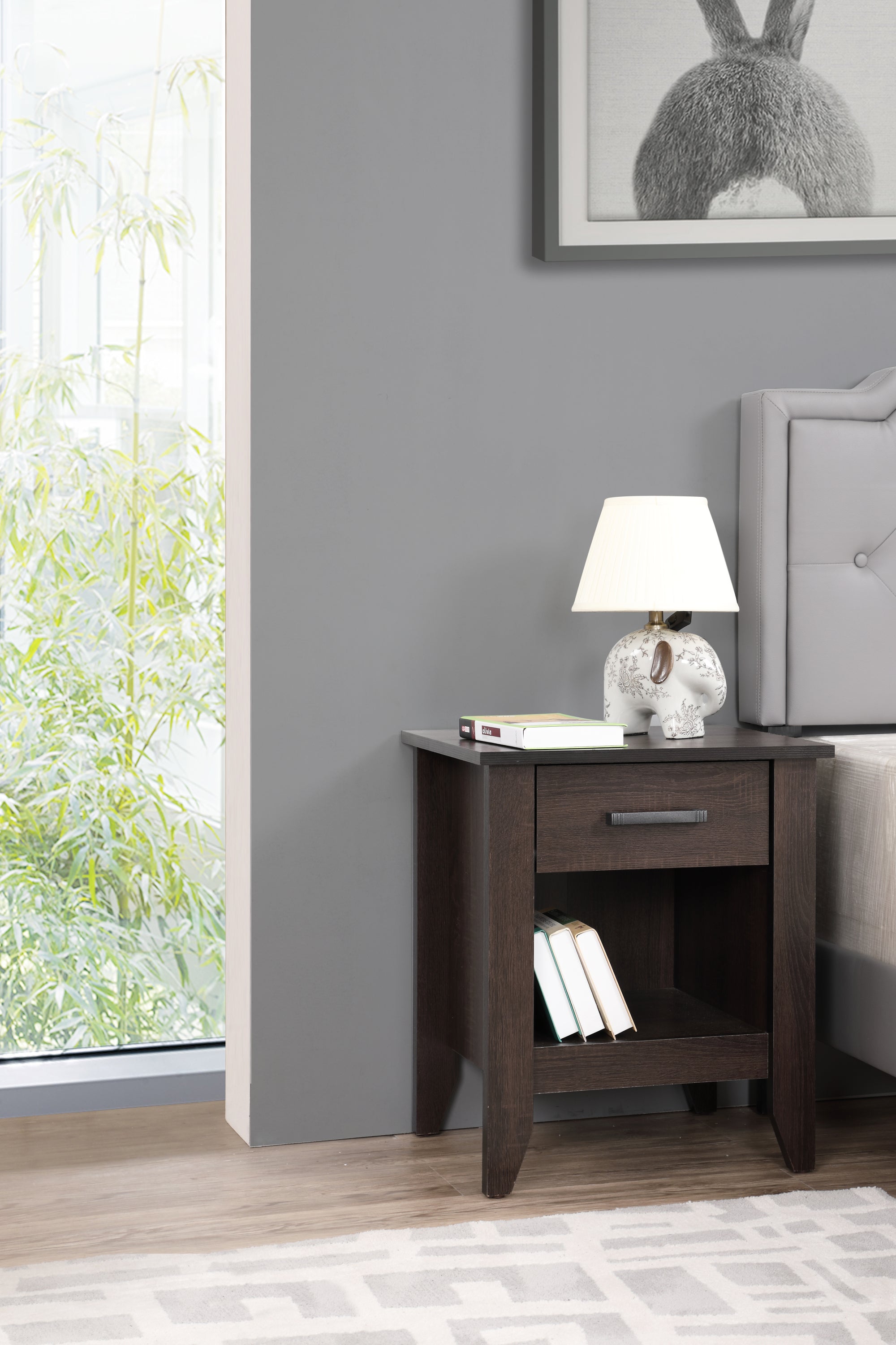 Wenge Contemporary Nightstand: Sleek Design, Modern Finish