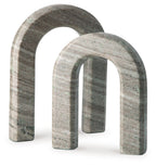 Taupe stone arch decor set of 2 with curved open fronts
