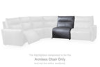 Gray armless chair component highlighted in a white sectional arrangement
