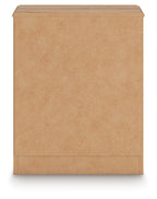 Warm brown wooden nightstand back panel