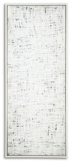 Daxonport wall art with distressed light gray texture strokes in a white frame
