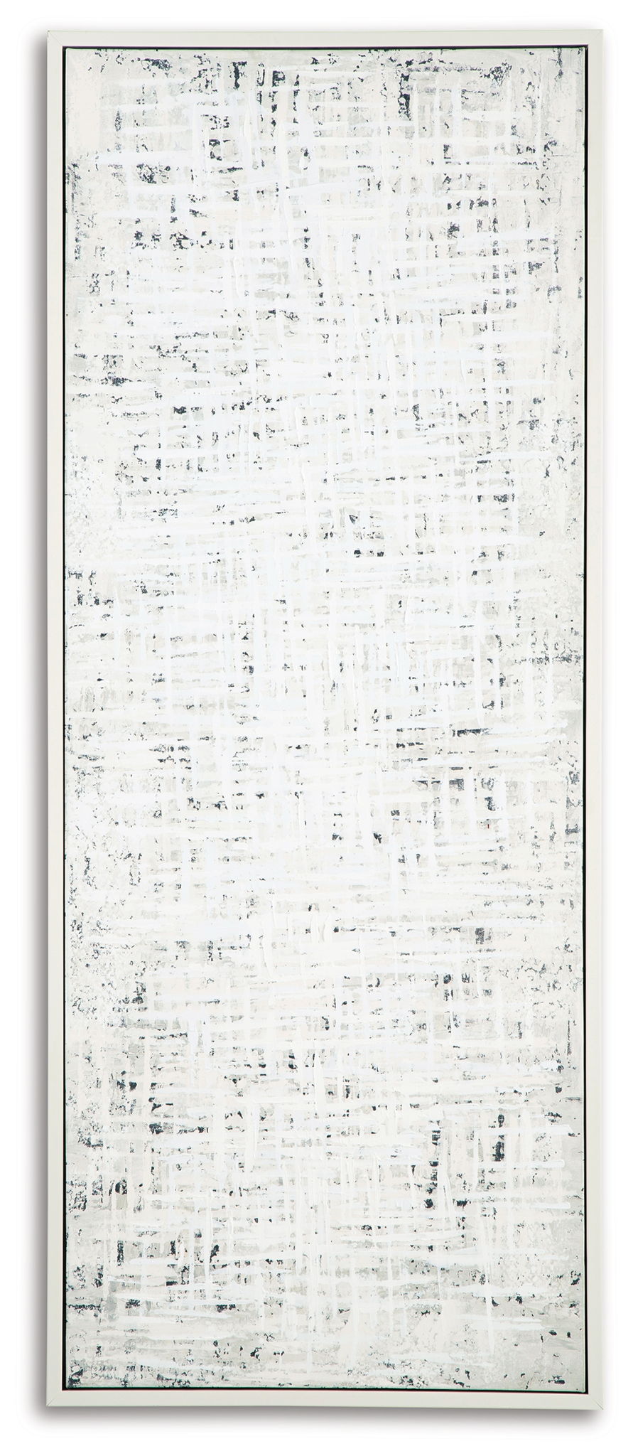 Daxonport wall art with distressed light gray texture strokes in a white frame