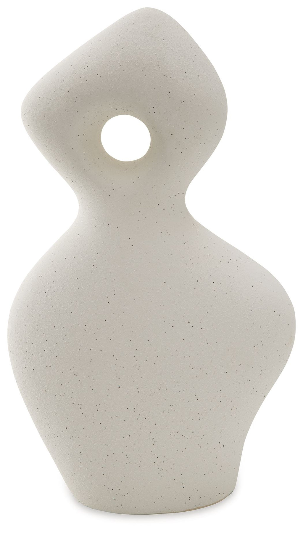 Arthrow 14 in off-white sculpture, circular cutout facing up