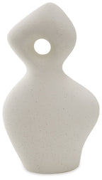 Arthrow 14 in off-white sculpture, circular cutout facing up