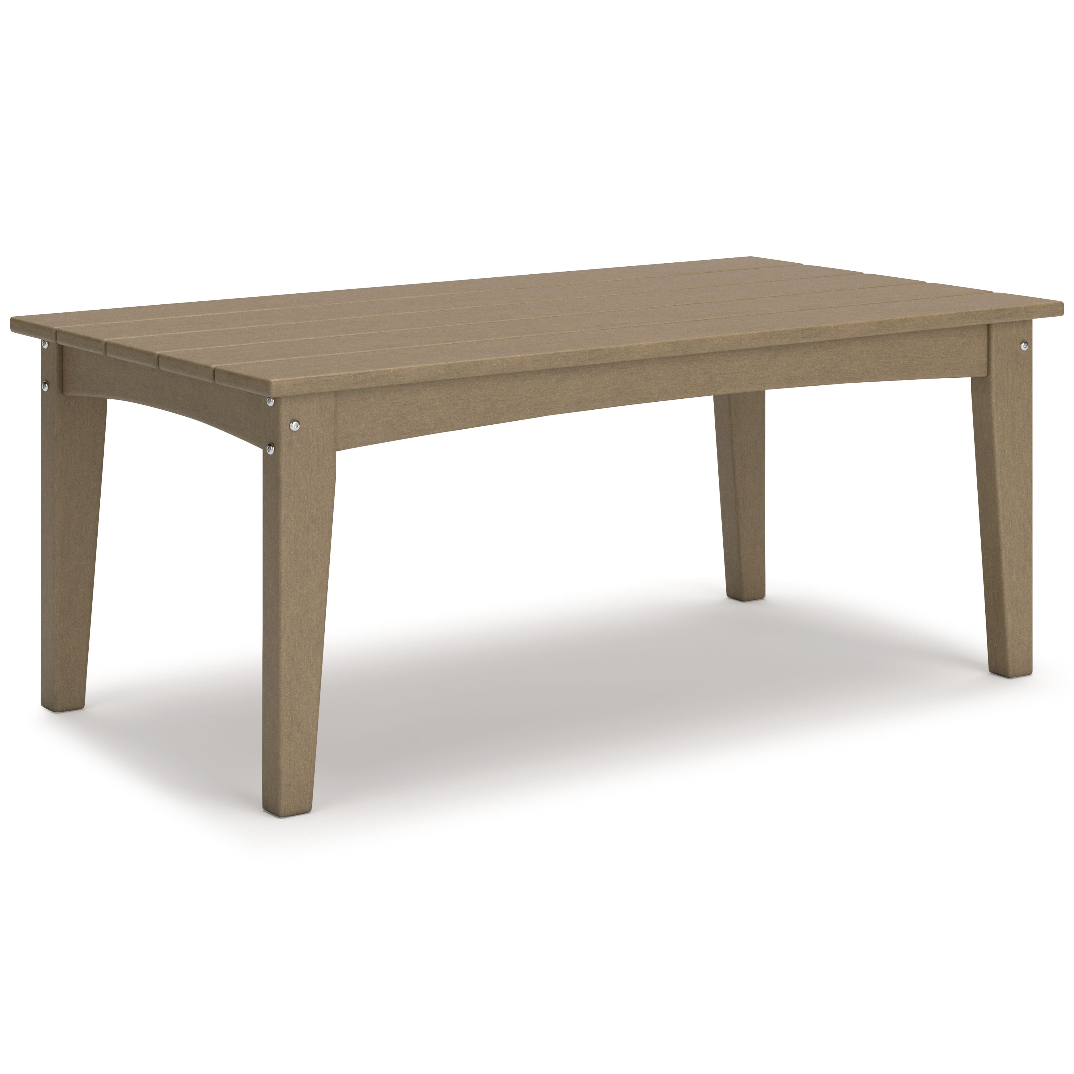 Rectangular cocktail table in dark brown with straight legs and slatted top