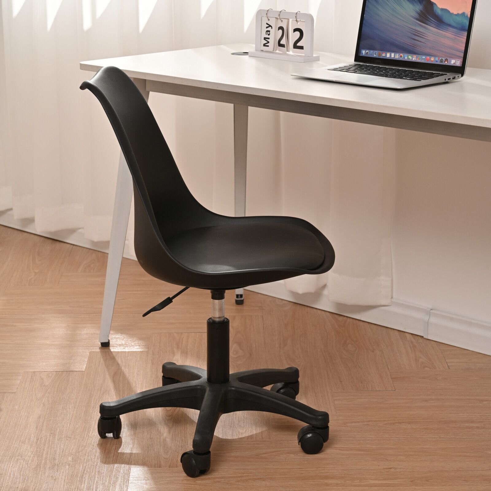 Black PP Adjustable Height Office Chair w/ Wheels