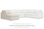 L-shaped corner chaise sectional with light oyster upholstery and multiple back cushions