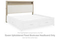 Calmoro - Queen Upholstered Panel Bookcase Headboard - Gray