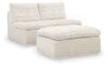 Fannin - 2 Armless Chairs With Ottoman (Set of 3) - Ivory