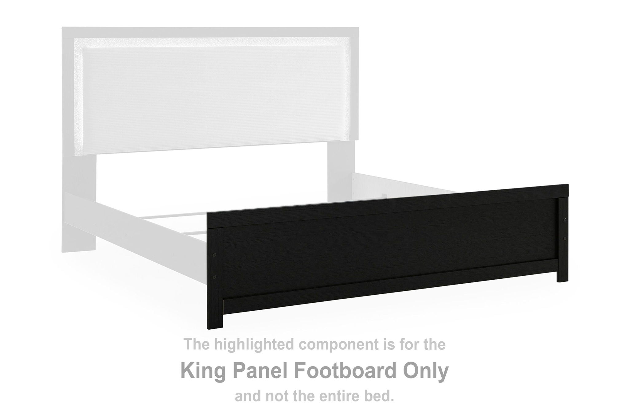 Black king panel footboard with flat top panel and rectangular frame