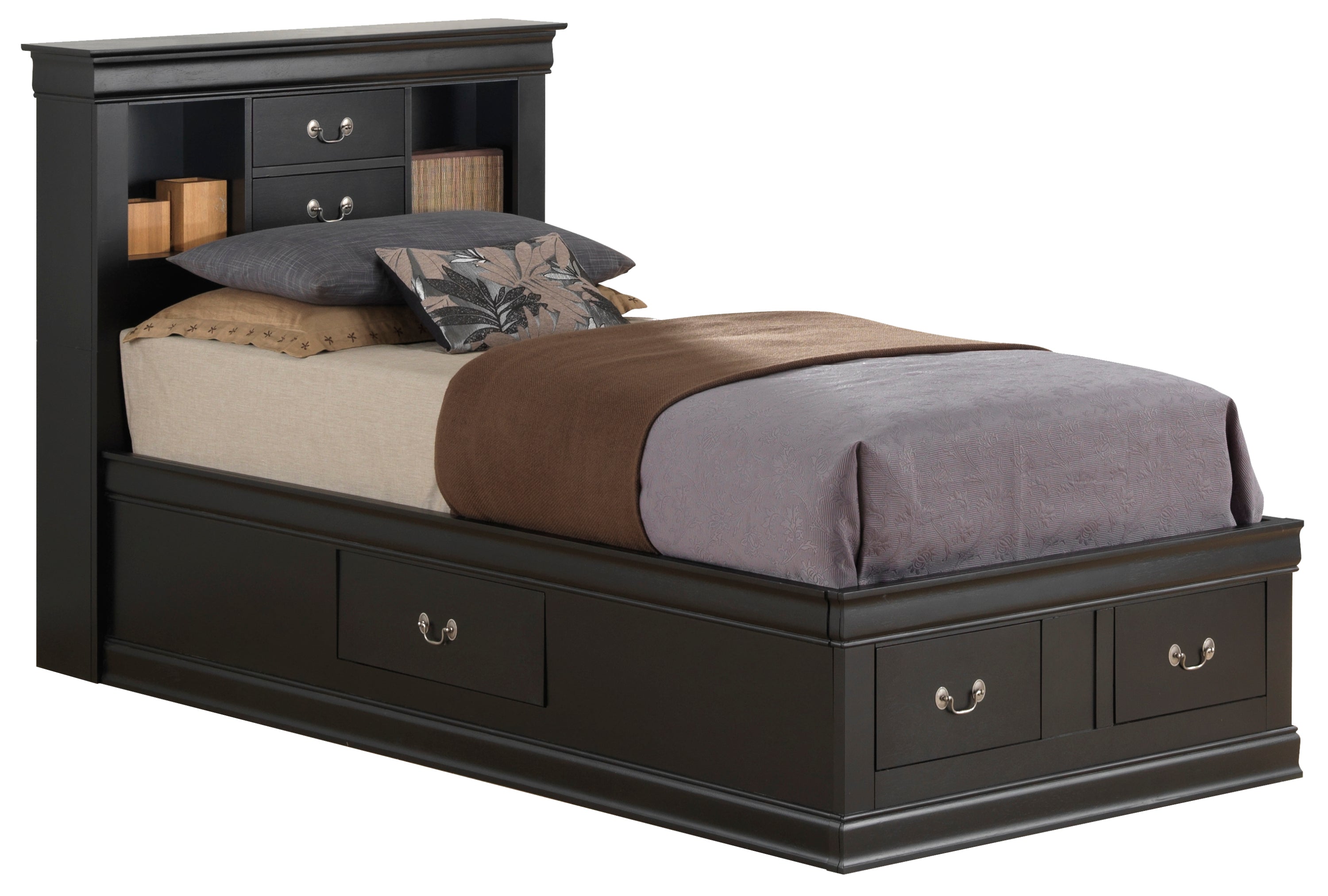 Elegant Black Twin Storage Bed: Space-Saving Solution