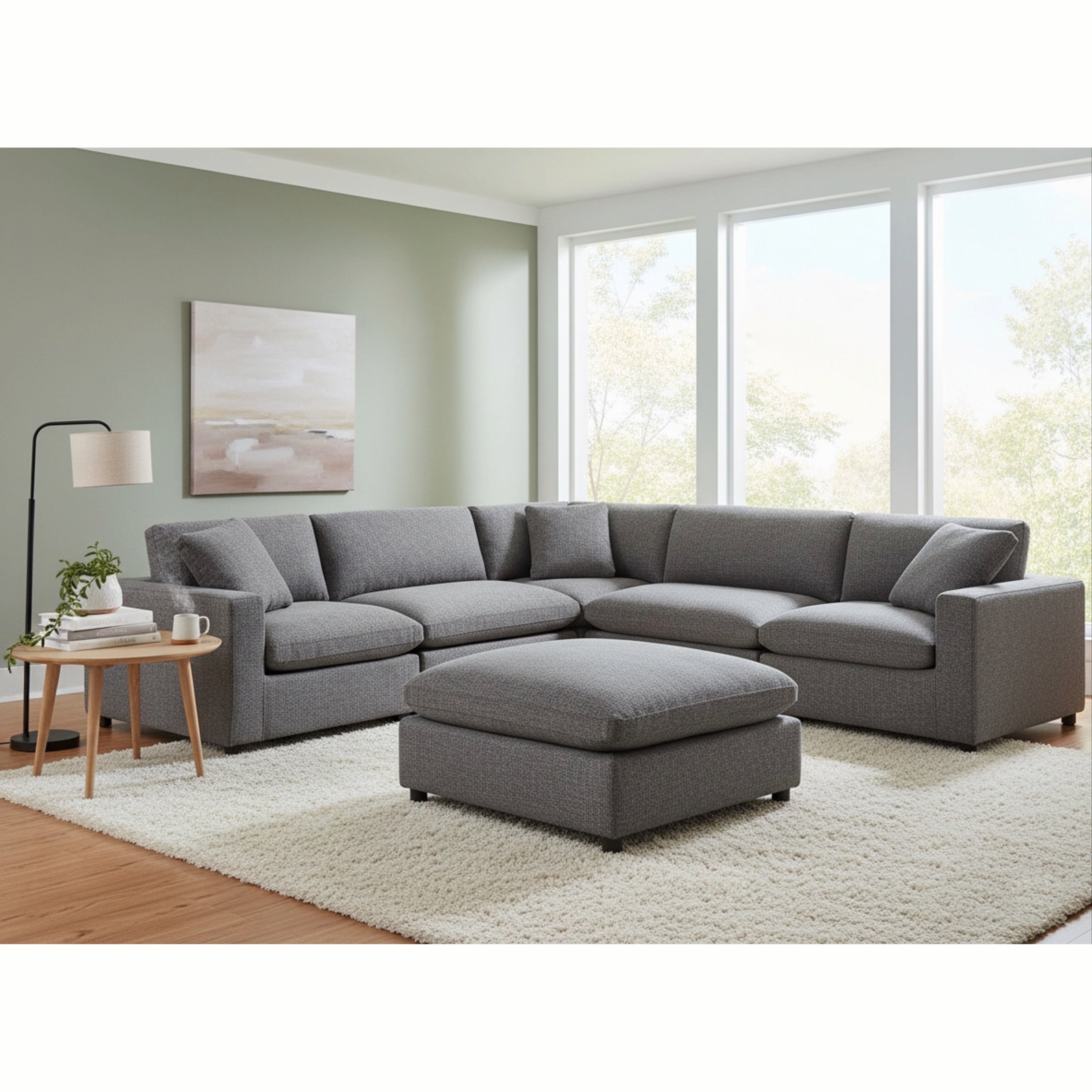 Cassandra Modular 6-Piece Sectional Sofa - Charcoal