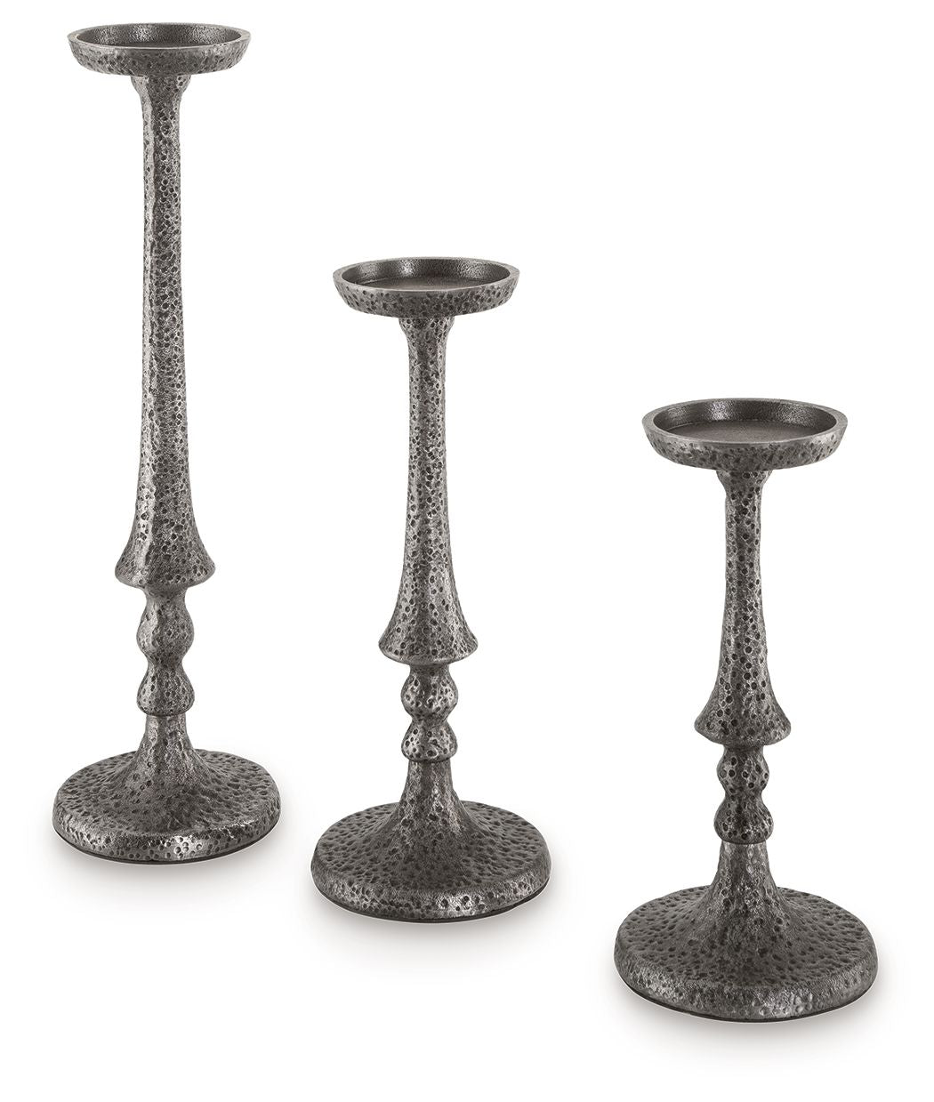 Eravell  Pewter Finish  Candle Holder Set (Set of 3)