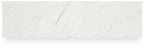 White marble-look TV stand top panel with subtle gray veining
