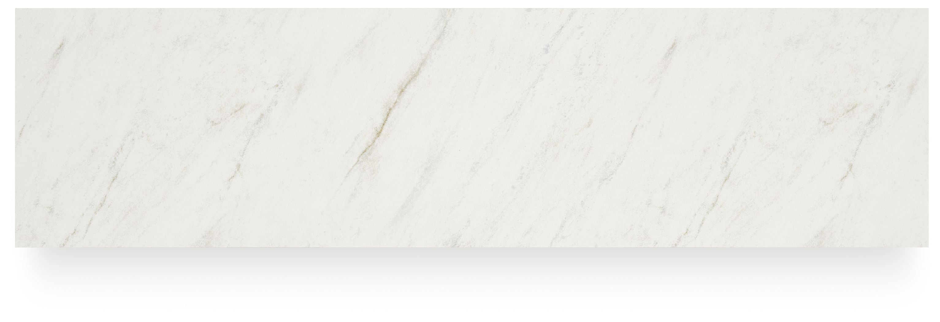 White marble-look TV stand top panel with subtle gray veining