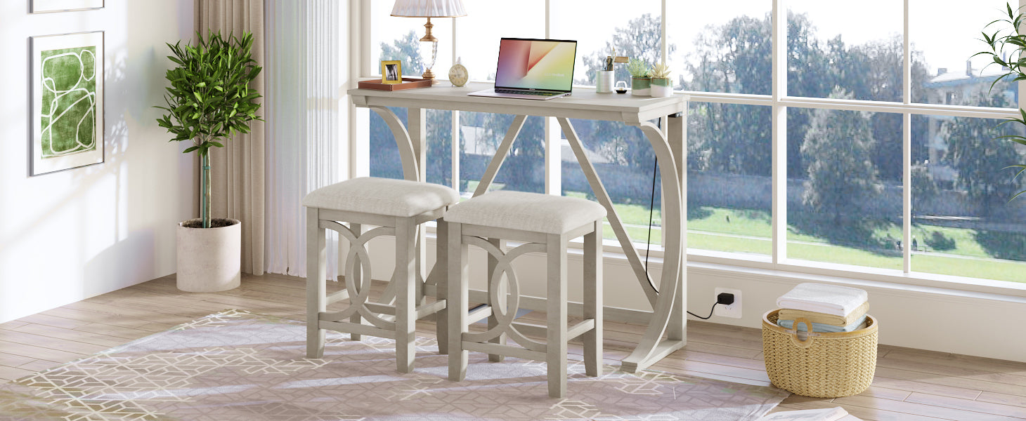 Farmhouse Counter Height Dining Set, 3-Piece
