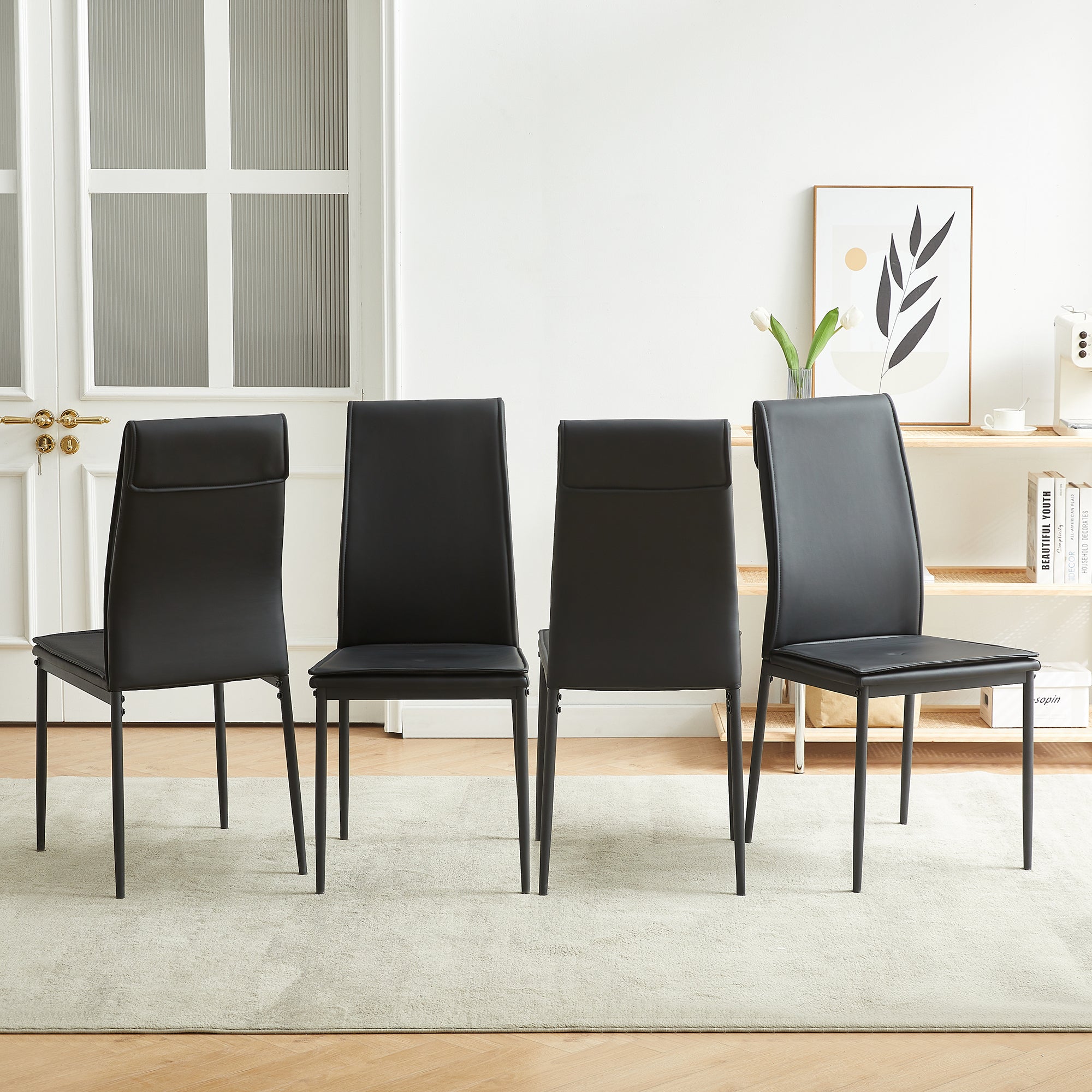 5 Pc Dining Set for 4, Tempered Glass Table & Chairs